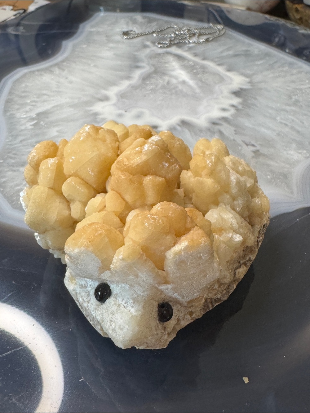 Yellow Calcite Hedgehog Ornament - Decorative Reptile Terrarium Accent